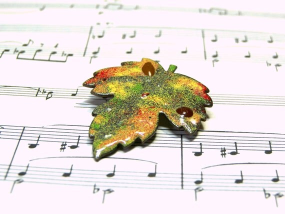 Vintage Brooch Copper Pin Enamel Brooch Leaf Pin Best Selling Jewelry Top Selling Brooch Gift Ideas Best Vintage