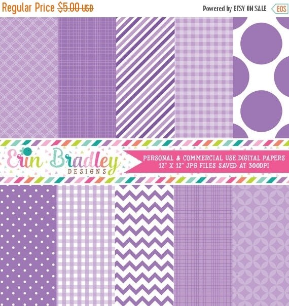50% OFF SALE Purple Digital Paper Pack Personal & Commercial Use Scrapbooking Papers Instant Download Il_570xn
