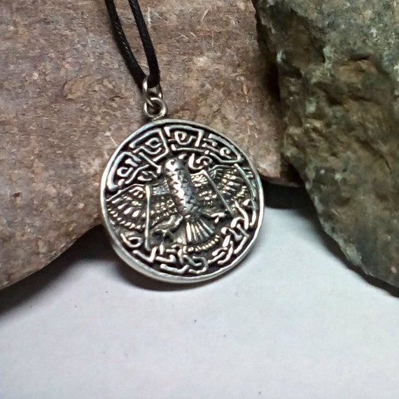 Items similar to Celtic Raven Pendant Knot-work Amulet in ...