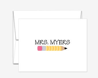 Personalized Stationery - Pencil - Folded Note Cards