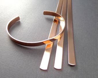 24 Cuffs - 1/4" x 6" Jeweler's Brass or Copper Bracelet Blanks 18 Gauge Tumble Polished or Raw Bracelet Cuffs Metal Stamping Blank