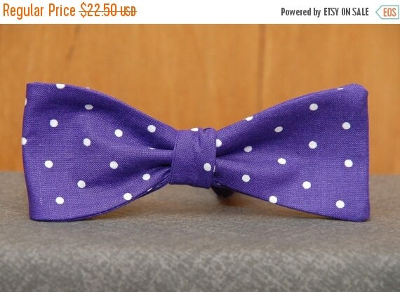 Purple with White Polka Dots Bow Tie by PinchAndPull on Etsy