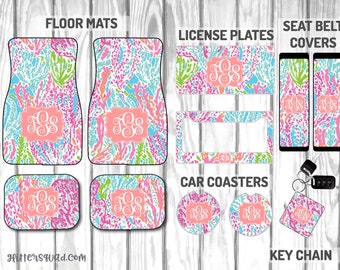 Lets Cha Cha Inspired by Lilly Pulitzer Car Mat / Car mat Monogram / Car Accessory Gift Set