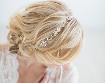 Wedding Hair Vine, Gold Bridal Headpiece, Bridal Headband, Wedding Hairpiece, Crystal Hair Vine