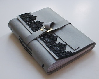 Grey Faux Leather Journal - Christmas Gift Idea- Small Gift Under Twenty-Five Dollars