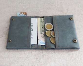 grey wallet, vegan wallet, faux leather wallet, small wallet, slim wallet, cool wallets, thin wallet, cute wallets by Badimyon