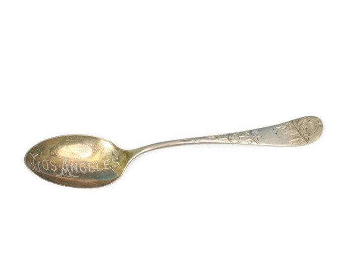 CIJ Sale Antique Los Angeles Souvenir Spoon Sterling Gold Wash Peach Motif AF Towle Co