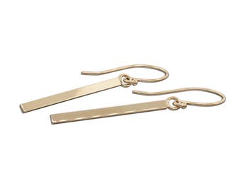 14k Gold Bar Earrings • Minimal Earrings Gift for Her • Minimalist Earrings Boho Earring Set • Gold Earrings • Dangling Earrings