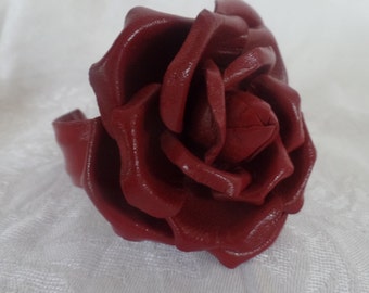 Leather Rose Cuff Bracelet and Ring