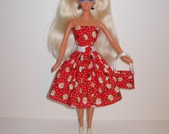 Handmade barbie clothes CUTE dress and bag 4 barbie doll