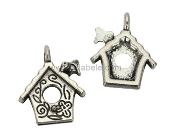 10pcs x Love House Charms 13mm Antique Silver Tone #MCZ596