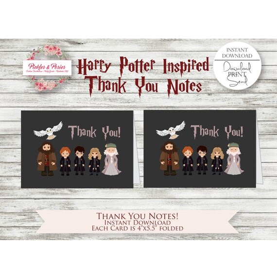Harry Potter Thank You Notes Birthday Thank You Cards
