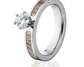 Camouflage Engagement Ring Custom Wedding Ring Brush Mossy Oak Camo Wedding Ring Camo Ring Camo Jewelry 4F12G5RCTW_BRUSH