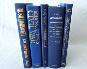 Deep Blue Books by Color - Vintage Book Stack Navy Royal Blue - Bookshelf decor