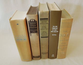 Tan Brown Books for Decor - Book Collection in Neutral Beige - Decorative Book Stack - Book Bundle