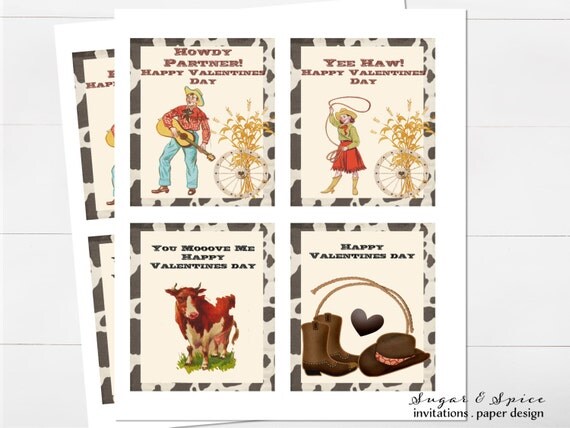KIDS VALENTINE CARDS Printable Valentine Card Kids Western