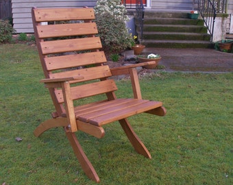 Comfy High Back Cedar ArmChair for Garden & Patio - Storable! - Choose from 12 Stain Colors - Handcrafted Quality by Laughing Creek