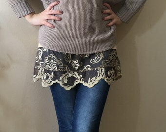 Lace shirt extender, Plus size Clothing, Nude Lace Top Extender, Tan Shirt Extender, Cotton Slip Extender, dress extender slip