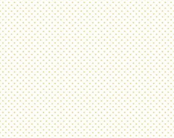 Yellow Swiss Dot on White - Riley Blake Swiss Dots - 1 Yard Cut - Yellow Polka Dot Fabric - Quilter's Cotton BTY - Spotted Fabric Yardage