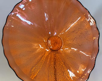 Beautiful Hand Blown Glass Art Wall Platter Bowl Silver Foil Apricot 7588 ONEIL