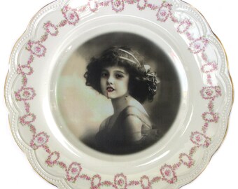 Lilith the Vampire Girl Portrait - Altered Antique Plate 10"