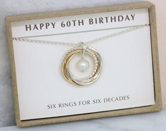 60th birthday gift, pearl necklace, 6 year anniversary gift for mother grandmother gift, June birthstone jewelry - Lilia