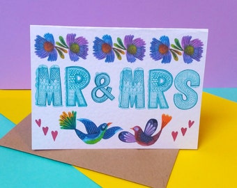 Mr and Mrs card/ his and hers card/wedding day card/ groom to bride card/to my groom card/wedding celebration card /bride and groom card