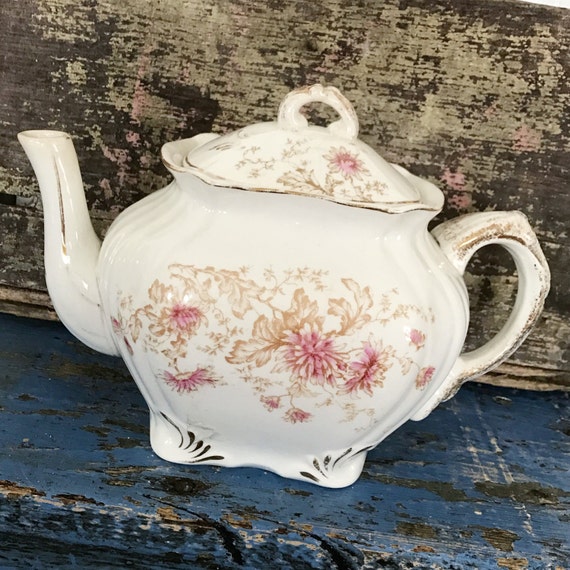 Antique Teapot Vintage Teapot Transferware Teapot Floral