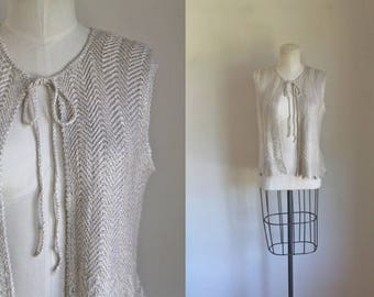 vintage 1970s knit top - ST. JOHN marie gray chevron vest / S/M