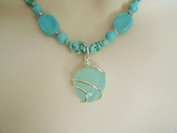 Turquoise And Agate Necklace southwestern jewelry southwest
