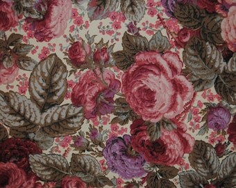 Antique FRENCH WALLPAPER Wonderful cabbage ROSES