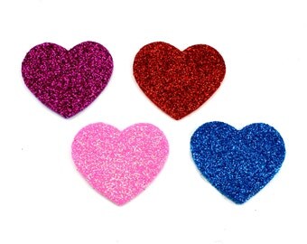 Medium Glitter Hearts 1.8 inch - Valentine Applique, Valentines Hearts, Glitter Hearts, Glitter Heart, DIY Valentines, Valentine Baby