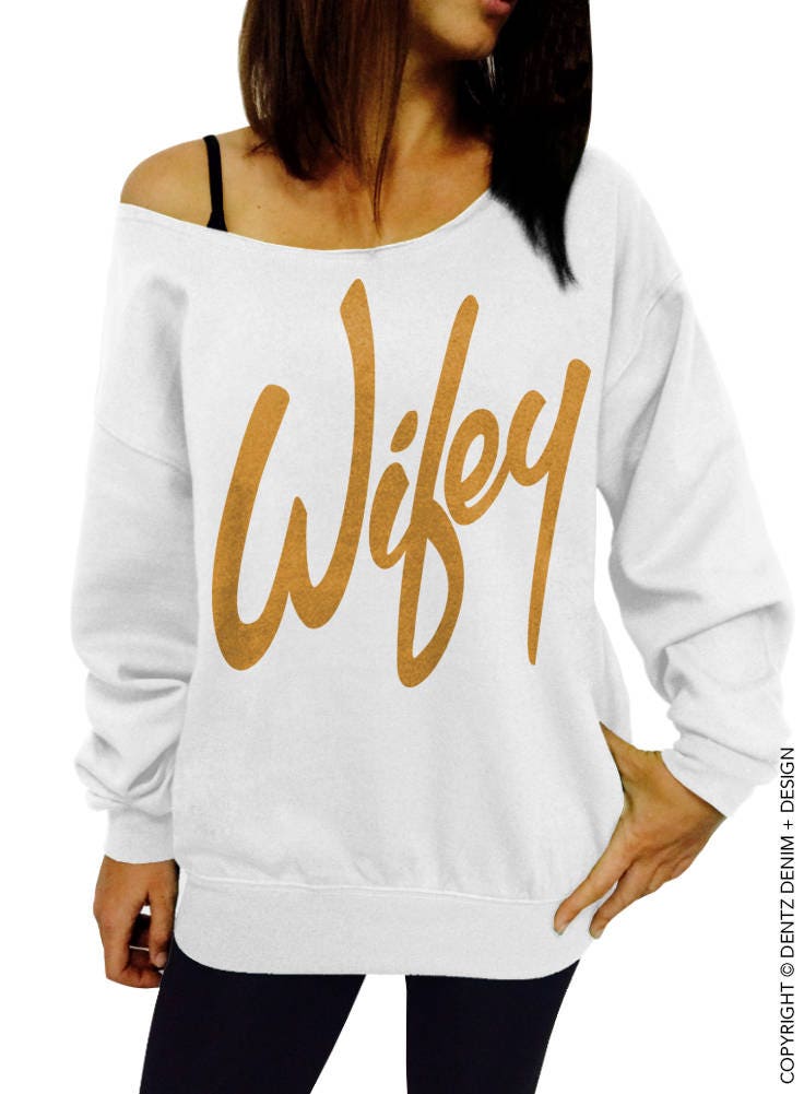 Wifey White Slouchy Oversized Sweatshirt Black Pink Gold