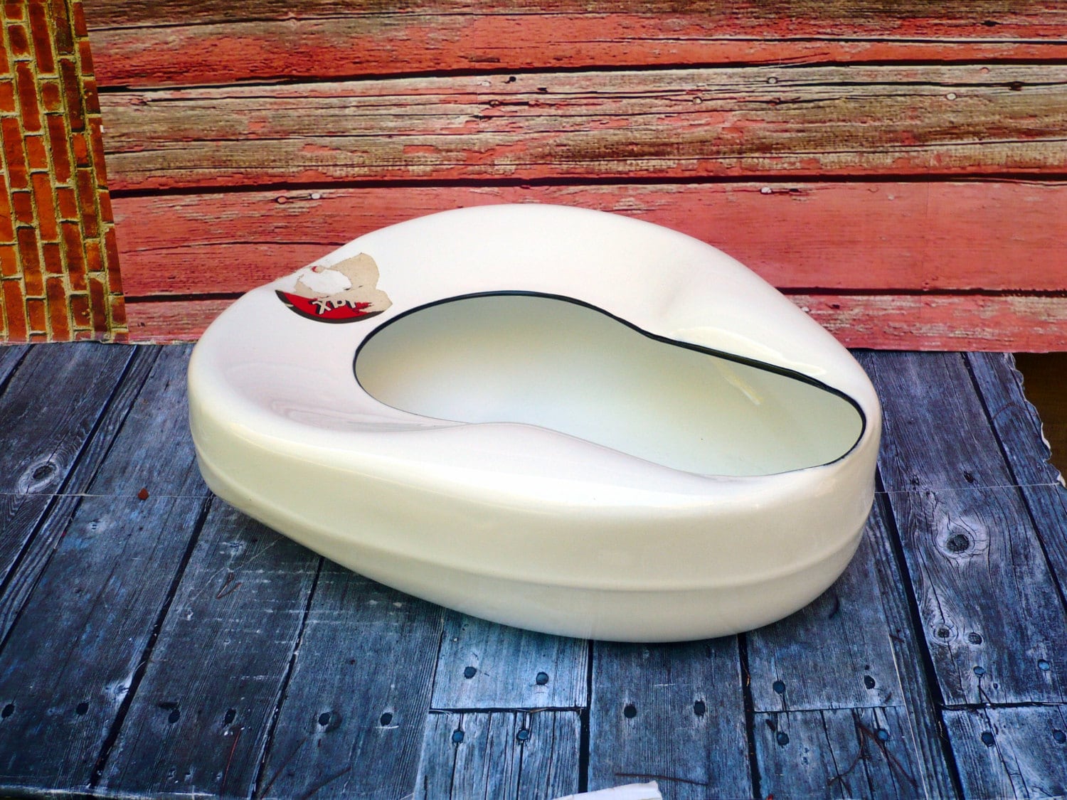 Bed Pan Vintage Medical Device Unusual Planter White Enamel