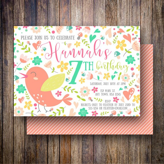 garden birthday party invitations