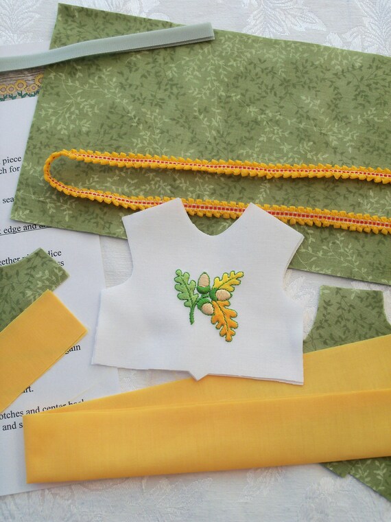 14" Size/ Complete Sewing Kit to Make Embroidered Autumn Dress/ Clothes for 14" Wellie Wisher® Dolls