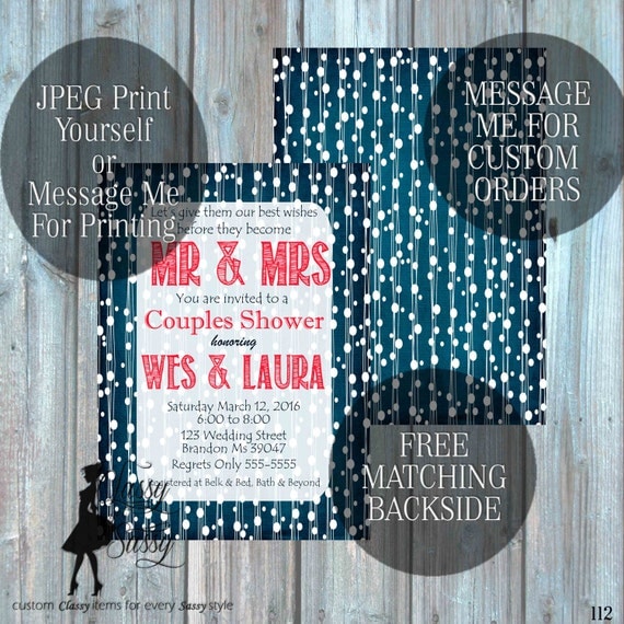 Couples Shower Invitation, Couples Wedding Shower Invitation, Engagement party Invitation 112