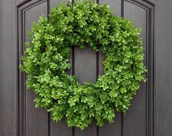 Spring Wreath Summer Wreath Grapevine Door Wreath Boxwood-Use Year Round
