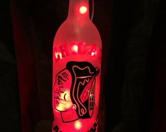 NHL Hockey Inspired - Decorated Lighted Wine Bottles