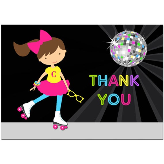Personalized Roller Skating Thank You Notecards (ANY Hair Colore/Skin ...