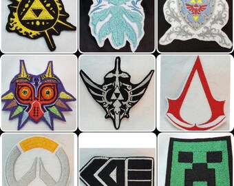 MADE TO ORDER!!! Iron On Embroidery Patches/Video Game/Gaming Patches/Zelda/Undertale//Overwatch/Assassin's Creed/Splatoon inspired patches