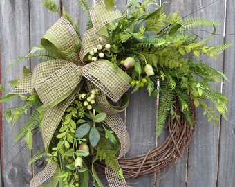Everyday Wreath, Everyday Pod and Burlap Wreath, Spring Wreath, Summer Wreath, Fall Wreath, Door Wreath, Front Door Wreath