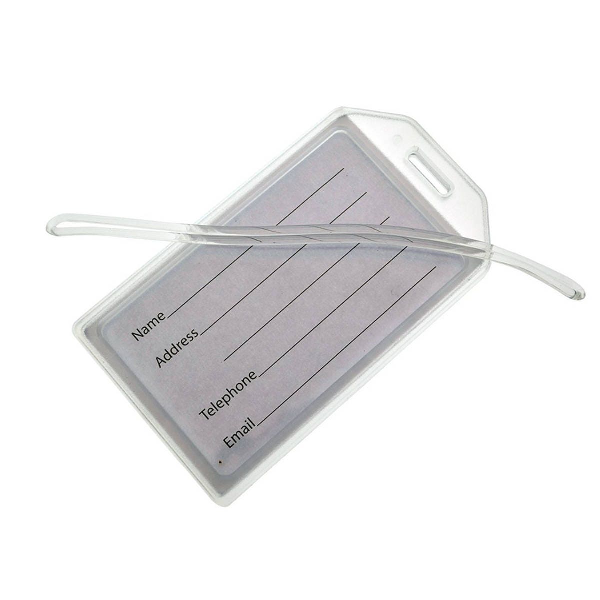 10 Clear Luggage Tag Holders Free Shipping! with 6" Worm Loops