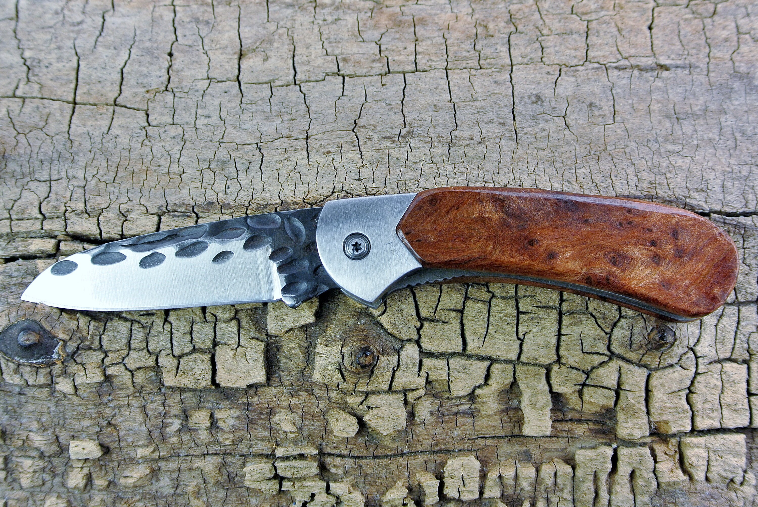 Pocket Knife with Wood Handle Redwood Burl Wooden Handle Wood
