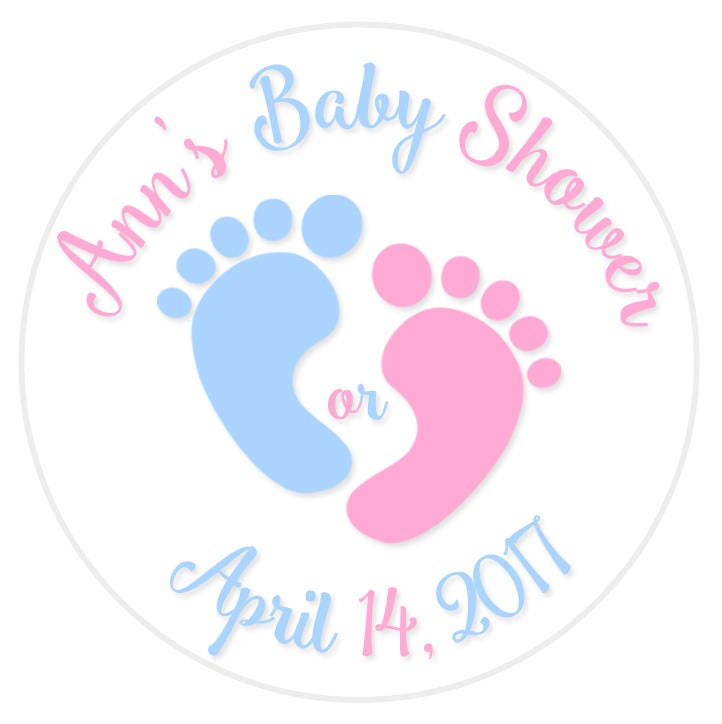 24 STICKERS Pink and Blue Baby Shower Gender Reveal Baby