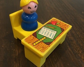 Vintage Fisher Price teacher desk and chair Little People