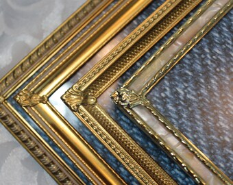 Vintage Photo Frame Set - Picture Frame Collection - old Gold Frames