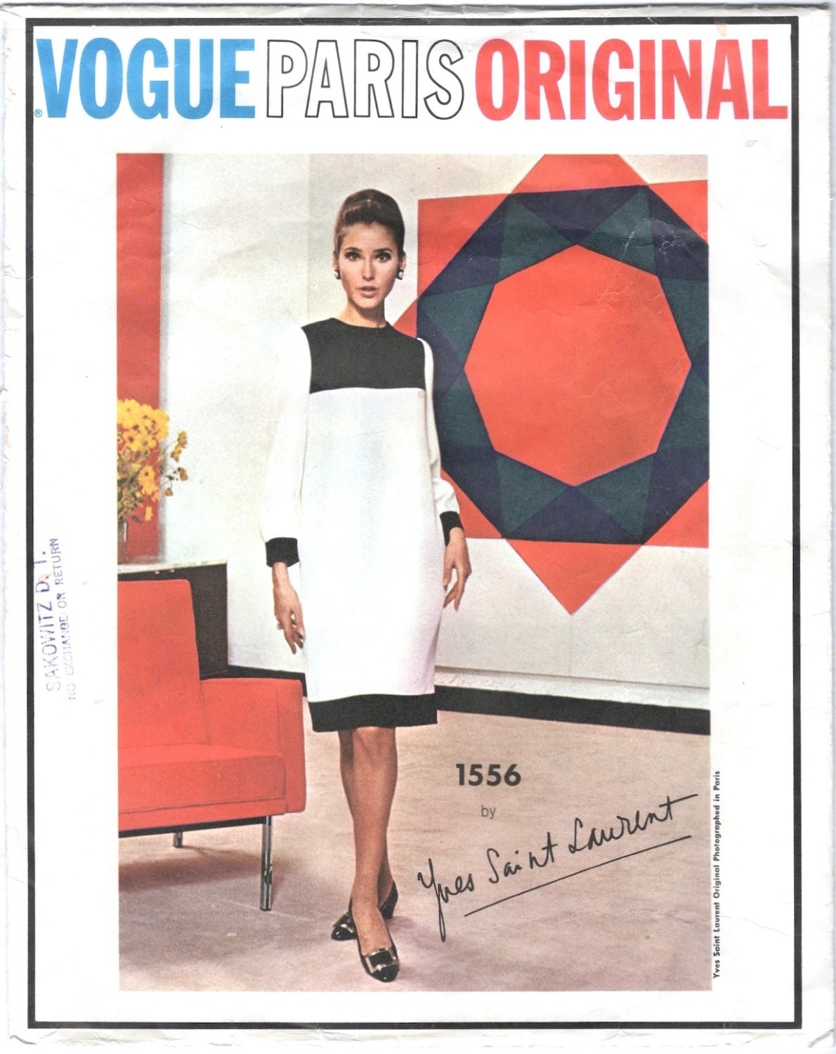 1960s Mondrian dress pattern Vogue 1556 by Yves Saint Laurent