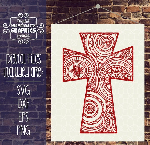 Mandala Cross Design with SVG DXF PNG Commercial & Personal