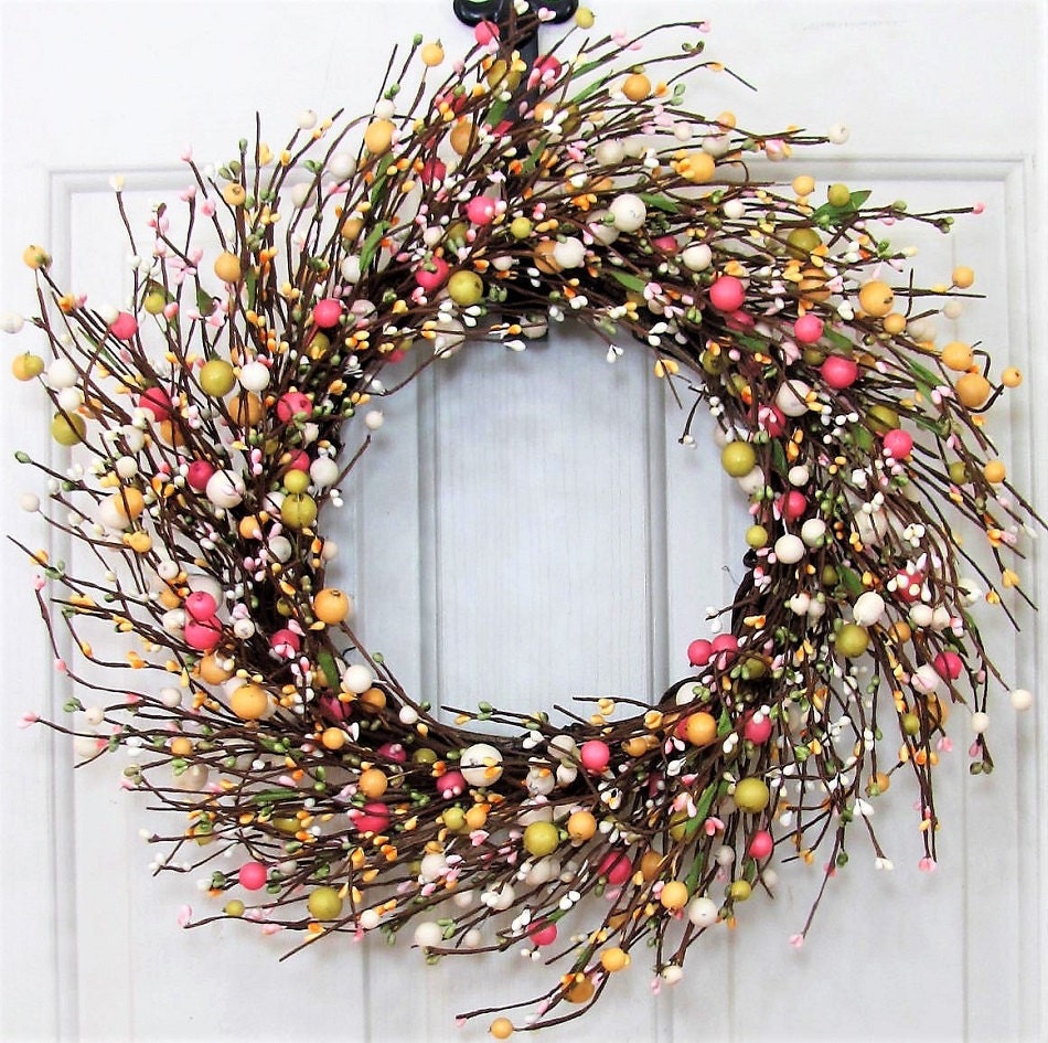 Spring Wreath - Farmhouse Easter Wreath - Easter Egg Wreath - Primitive Wreath - Easter Home Decor - Easter Candle Ring - Easter Bunny